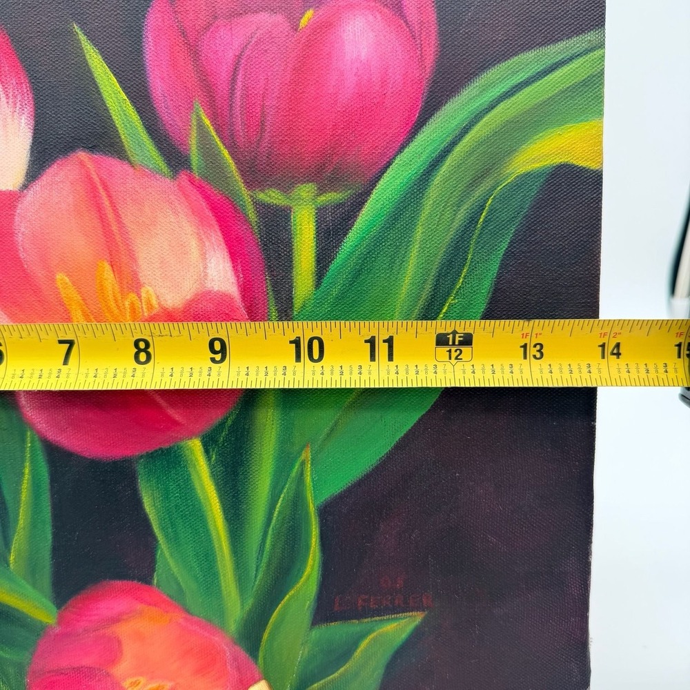 Original Oil Painting on Canvas Tulips Floral Still Life Signed - Picture 7 of 10